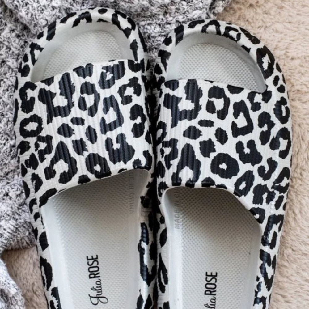 Leopard Print Slide Sandals
